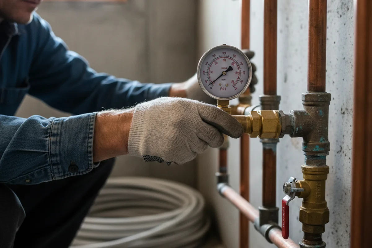 Pressure testing a repaired line during Water Line Repair in Euclid